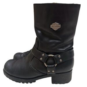 Harley Davidson Ashby Motorcycle Harness Zip Black Riding Boots Women's Size 8.5